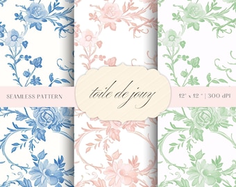 Toile De Jouy nahtloses Muster | Barocke Tapete, Scrapbooking (JPEGs)