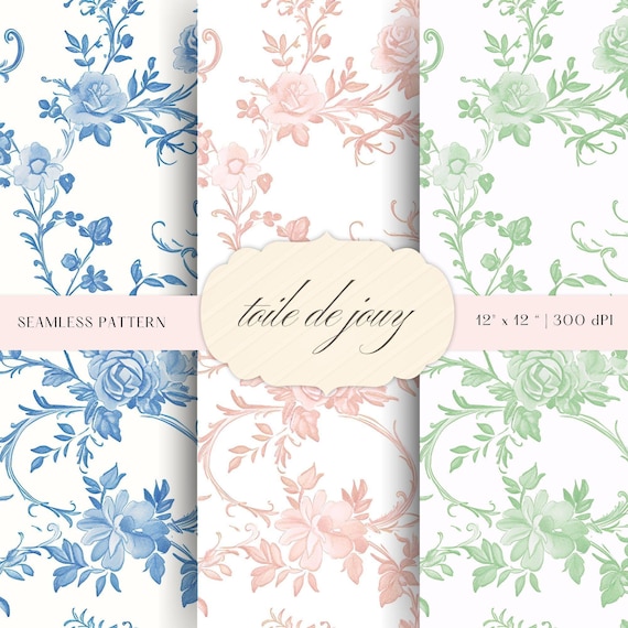 Toile De Jouy Seamless Pattern | Baroque Wallpaper, Scrapbooking (JPEGs)