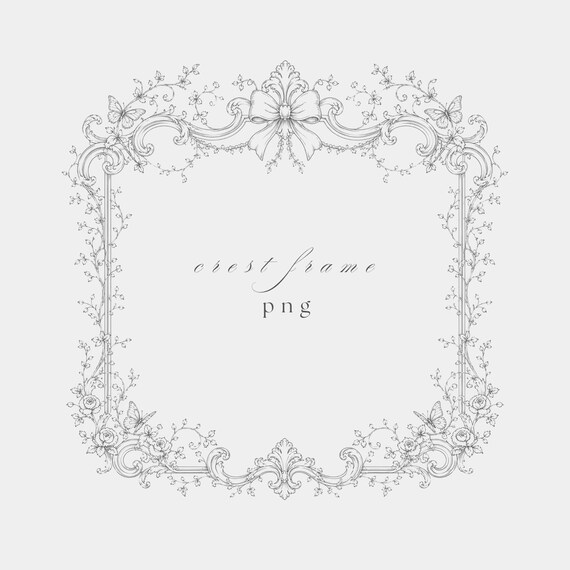 Baroque Square Frame PNG | Fine Line Wedding Clipart | High Resolution | Transparent Download