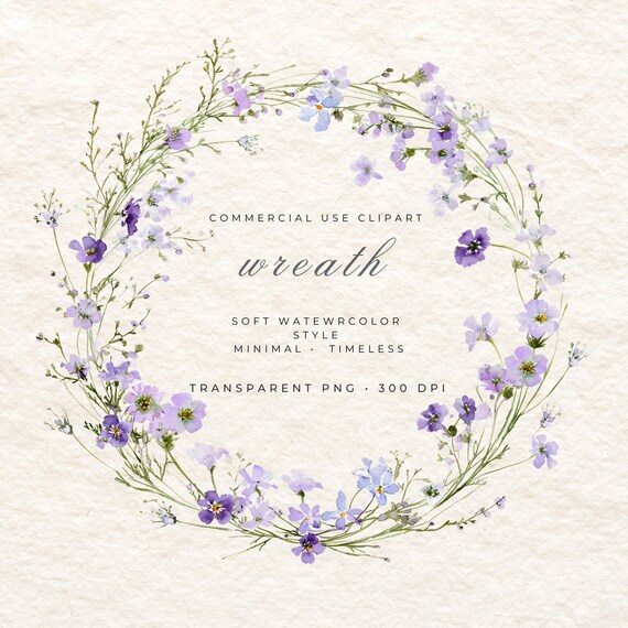 Floral Wreath PNG, Watercolor Flower Frame Clipart, Wedding Logo Frame, Baby Shower Invitation Border, Botanical Circle Design