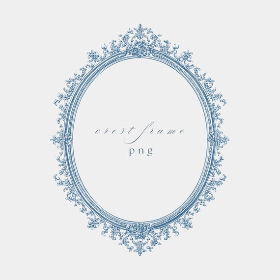 Elegant Wedding Crest Border Clipart, Ornamental Oval Frame PNG
