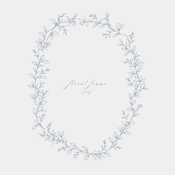 Jasmine Vine Frame PNG | Fine Line Pencil Clipart | Wedding Stationery | Transparent | 300 DPI
