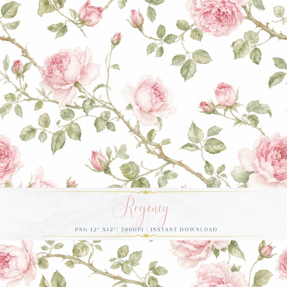 Pastel Romantic Garden PNG Seamless Floral Digital Paper Printable Wallpaper Fabric Design