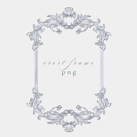 Wedding Invitation Frame PNG | Fine Line Baroque Decor (Digital Download)