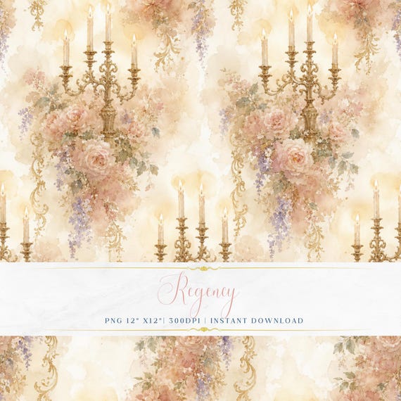 Vintage Inspired Seamless Pattern PNG Soft Floral Digital Paper Romantic Fabric Wallpaper