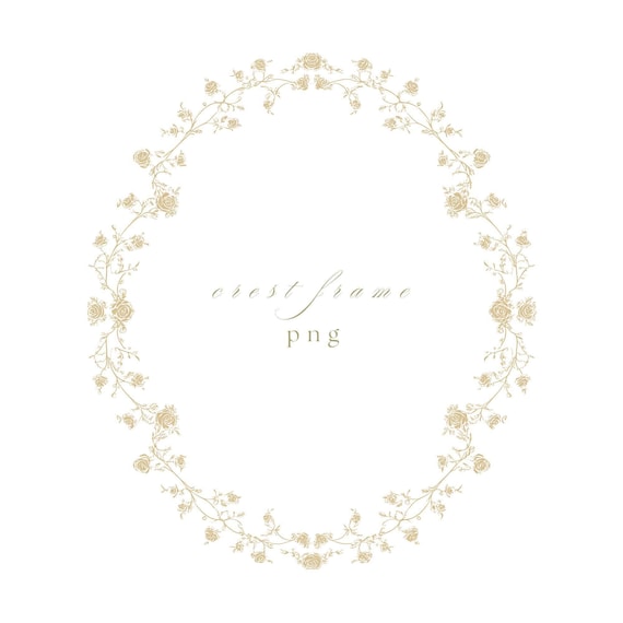 Gold Crest Clipart PNG, Elegant Oval Frame, Wedding Monogram Border, Fine Line Luxury Design for Invitations and Branding Use