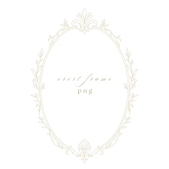 Gold Luxury Crest Frame PNG, Wedding Monogram Oval Border Clipart, Elegant Fine Line Design for Invitations and Branding Use