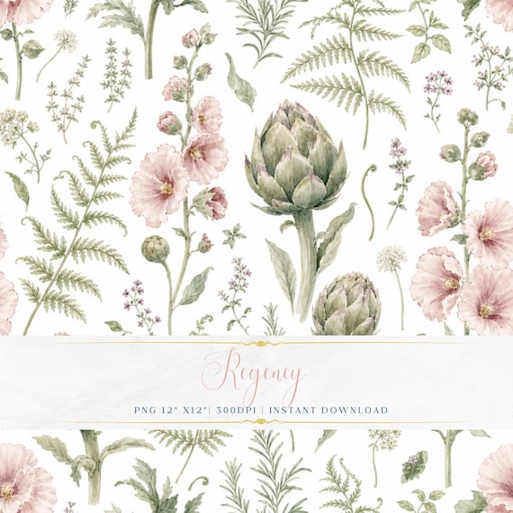 Feminine Floral Seamless Pattern PNG Pastel Vintage Digital Paper Wallpaper Scrapbook Design