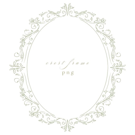 Sage Green Oval Crest PNG, Luxury Wedding Frame, Minimal Fine Line Clipart