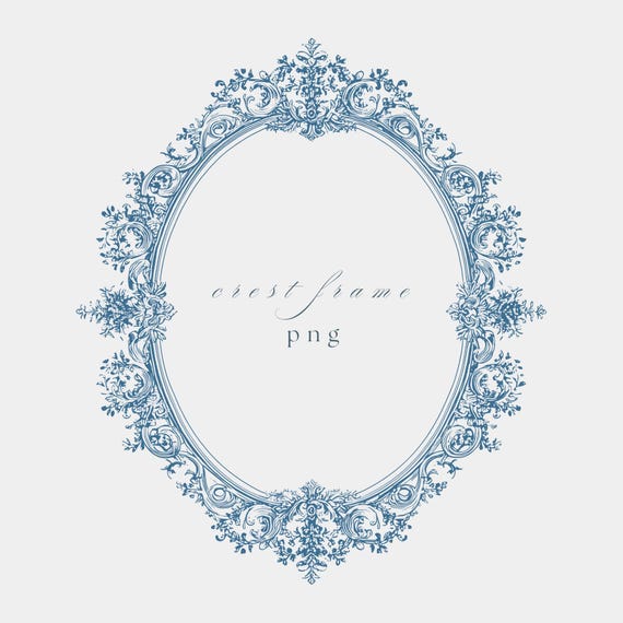 Ornamental Oval Frame PNG, Elegant Wedding Crest Border Clipart