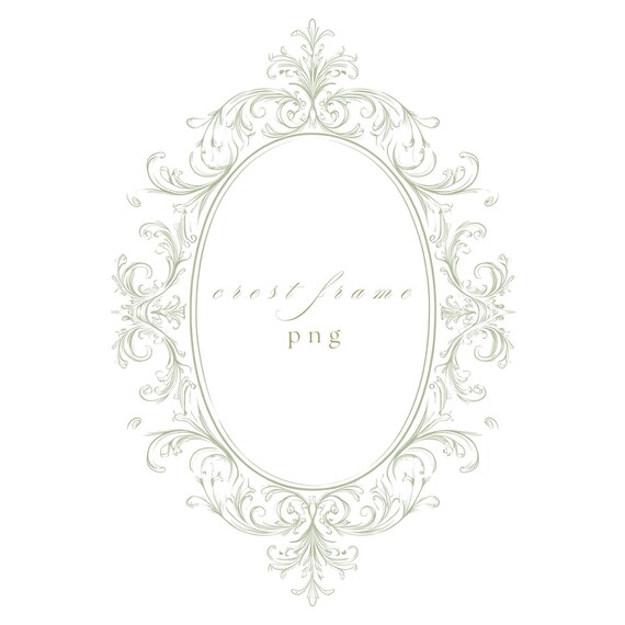 Sage Green Wedding Frame PNG, Oval Crest Border, Luxury Minimal Clipart