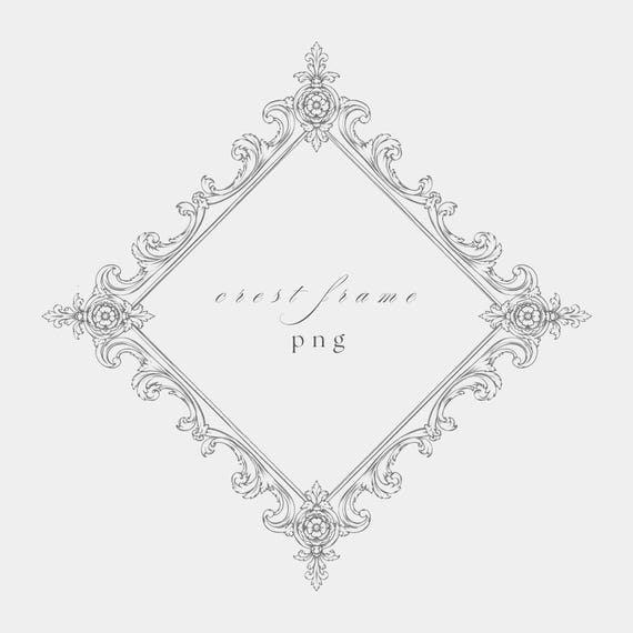 Elegant Fine Line Baroque Frame PNG |  Wedding Clipart | Transparent Background | 300 DPI Art