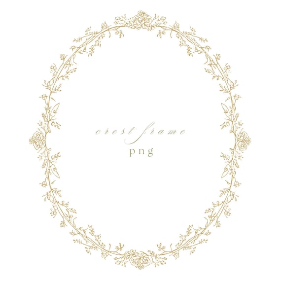 Gold Oval Wedding Crest PNG, Luxury Monogram Frame Border, Elegant Fine Line Clipart for Invitations, Branding and Stationery