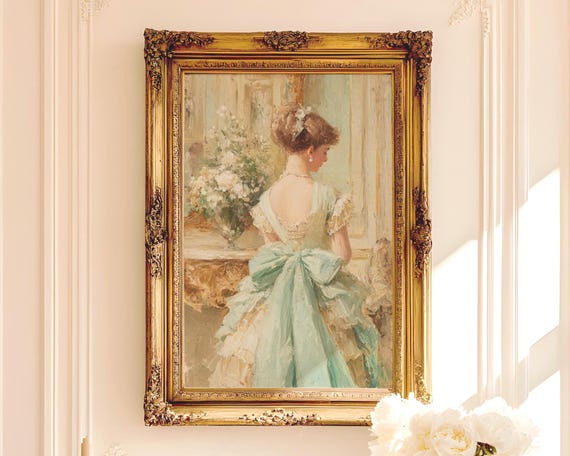 Regency Noblewoman Portrait Art - Elegant Vintage Wall Art, Romantic Classic Decor, Antique Style Printable Painting, Digital Download