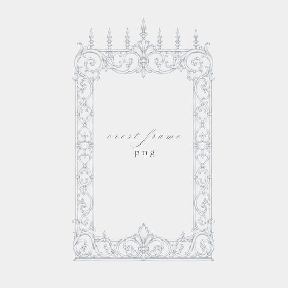 Wrought Iron Baroque Frame PNG | Fine Line Pencil Clipart | Wedding | Transparent | 300 DPI