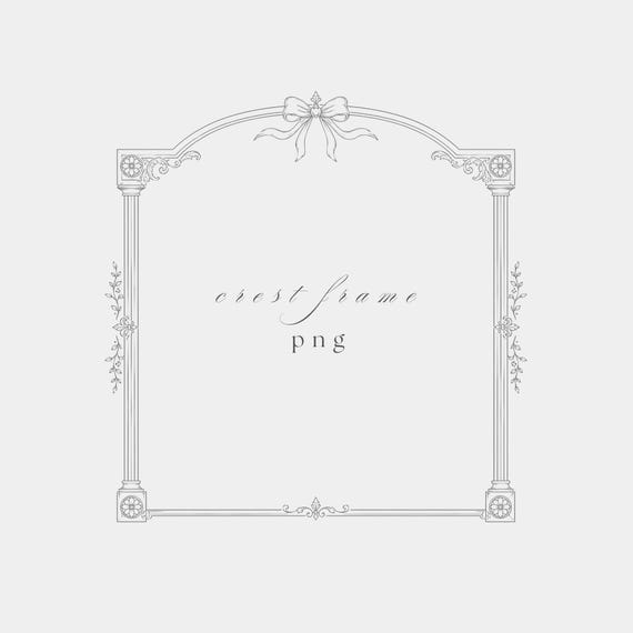 Fine Line Baroque Wedding Frame PNG | Transparent Background | 300 DPI | Printable