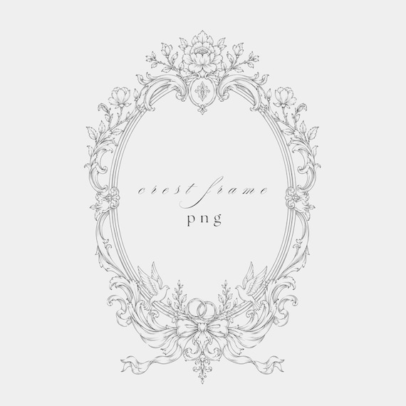 Vintage Baroque Frame Clipart PNG | Fine Line Art | Wedding Stationery | High Resolution