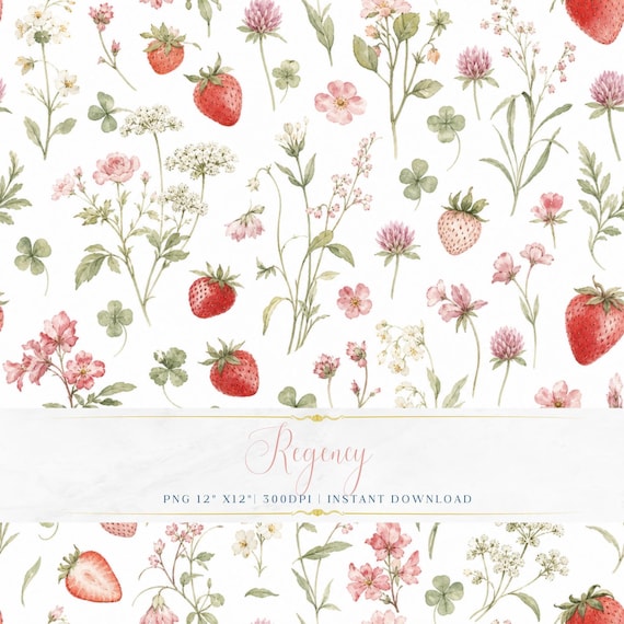 Soft Vintage Botanical PNG Seamless Floral Digital Paper Feminine Wallpaper Fabric Printable