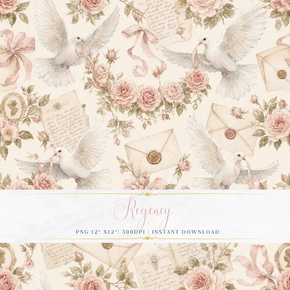 Romantic Vintage Floral PNG Seamless Cottagecore Digital Paper Elegant Wallpaper Pattern