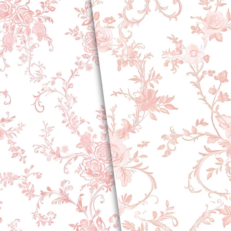 Pink Toile De Jouy Patterns – Baroque Style, 8 High-Res JPEGs (Digital Download) image 5