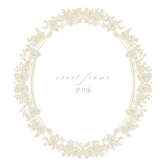 Gold Wedding Crest Frame PNG, Elegant Oval Monogram Border Clipart, Fine Line Luxury Invitation Frame, Vintage Ornate Design