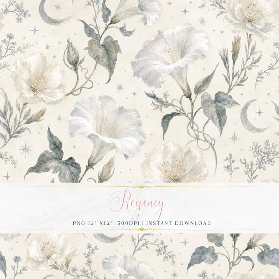 Seamless Floral Pattern PNG Pastel Digital Paper Cottagecore Vintage Wallpaper Scrapbook Fabric Design