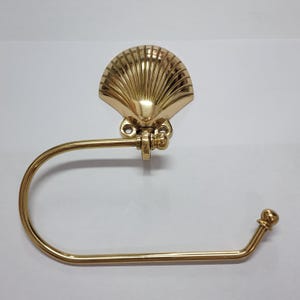 Shell Shape Tissue Roll Holder old Style front Wall Mounted Hand Cast Bathroom Polished Brass