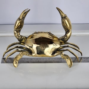 Crab Statue 27.5cm Made from Brass Hollow inside Home Decoration Polished Brass Finish