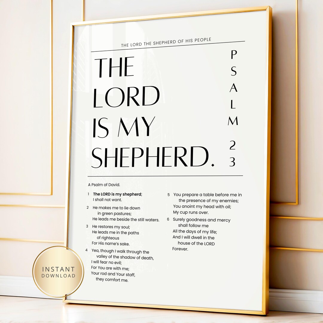 The Lord is My Shepherd Psalm 23 Christian Wall Art Modern Minimalist ...