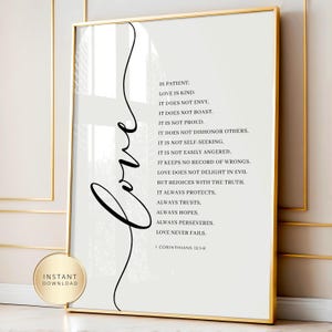 Love Wall Art Printable 1 Corinthians 13 Bible Verse Christian Scripture Wall Decor Faith Hope Love Printable Home Decor Digital Download