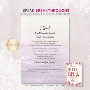 I Speak Breakthroughs Fearless Declaration Christian Card 5x7" Faith Affirmation Card Printable Bible Verse Quote Instant Download