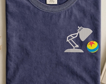 Embroidered Disney Pixar Ball 6 sweater, famous ball 6 and luxo tshirt, embroidered pixar ball tshirt