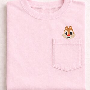 Embroidered Disney Dale from Chip N Dale Pocket Tshirt: dale peeking pocket shirt, Pocket peeker tshirt only