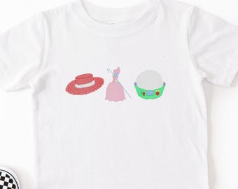 Embroidered  Kids Toy Story Sketch Tshirt: Buzz Lightyear Woody Bo Peep shirt toddler