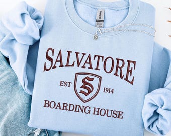 Embroidered Salvatore Brothers Mystic Falls tshirt, Salvatore Boarding House crewneck, TVD 1864 elena stefon damon sweatshirt