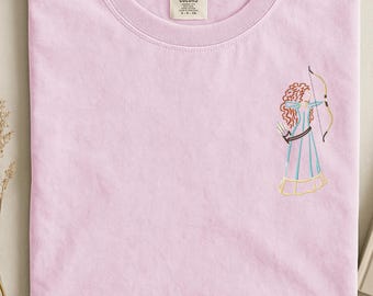 Embroidered Disney Merida from Brave tshirt, Merida the scottish princess blue dress shirt  sweater, princess merida bow and arrow crewneck