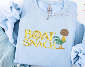 Embroidered Disney Moana Hei Hei Sweatshirt, Hei hei Boat Snack tshirt, Moana 2 embroidery sweater