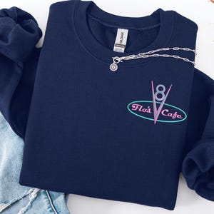 Camiseta bordada de Disney Cars Flos Cafe, suéter de Cars Lightning McQueen Cafe, sudadera de Pixar Cars McQueen Mater Sally imagen 17