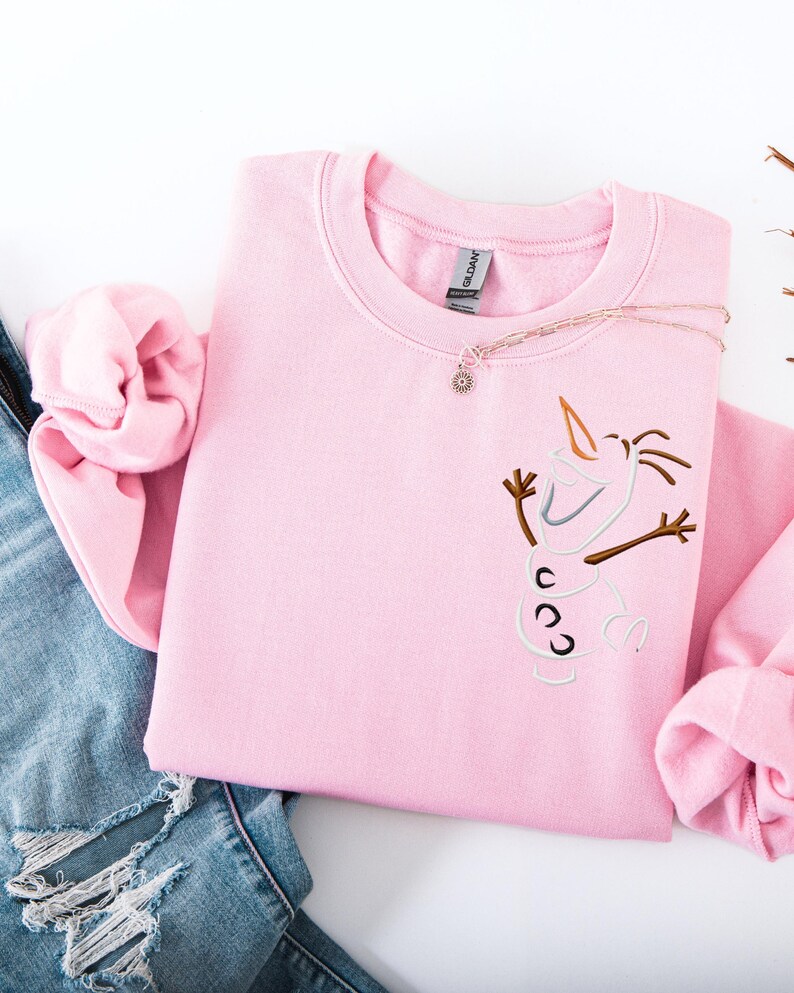 Embroidered Disney Frozen Olaf tshirt, Frozen Olaf Snowman outline sweatshirt, Frozen Elsa Ana Olaf sweater image 13