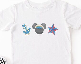 Embroidered Kids Magical Mouse Cruise Ship Tshirt: Magic Cruise line Youth shirt toddler