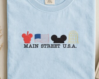 Bluza z haftem Disney World Magic Kingdom, Disney Main Street USA w kolorze Magic Kingdom Disneyland T-shirt