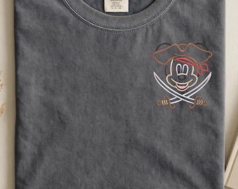 Embroidered Disney Mickey Mouse Pirates  tshirt: Disney Pirates of the Caribbean Mickey Cruise shirt