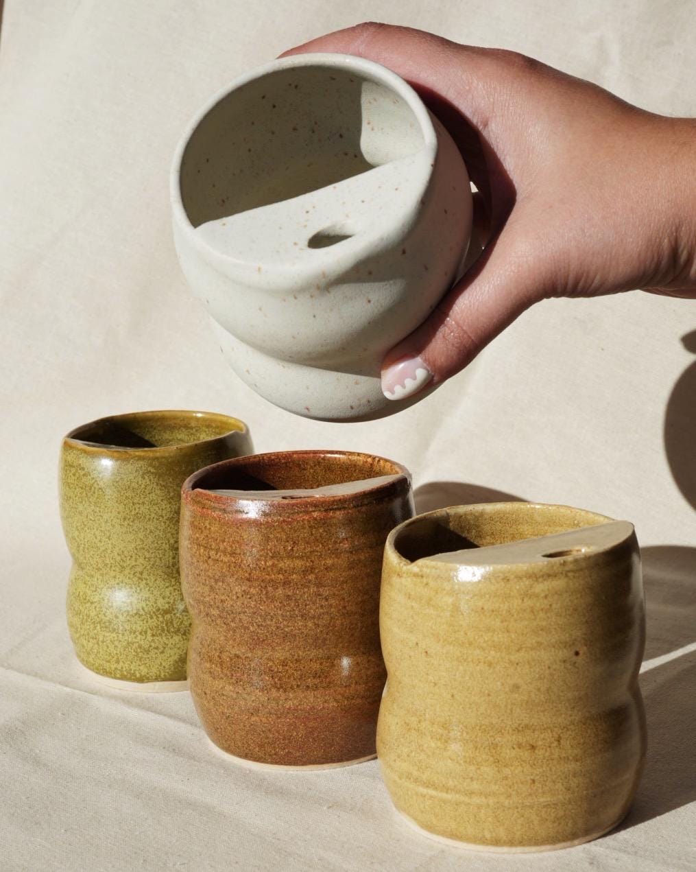 Minimalist Ceramic Coffee Tumbler: Handmade Sippy Travel Mug