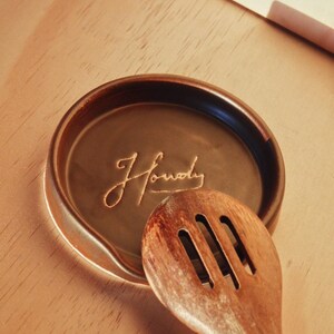Handmade “Howdy” Spoon Rest | Gifts for Home + Kitchen | Western Style | Cowboy Aesthetic image 2