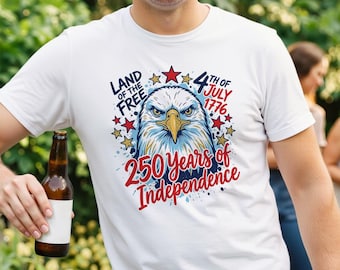 Comfort Colors® Patriotic USA Shirt, 250 Years of Freedom Tee, America 250th Anniversary Shirt, Fourth of July Tee, American Flag Shirt