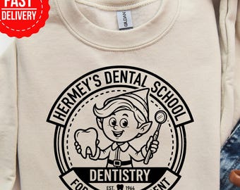 Hermey’s School of Dentistry Christmas Sweatshirt, Christmas Dental Gift T-Shirt, Dental Sweatshirt, Dentist Gifts, Funny Dentists Tees