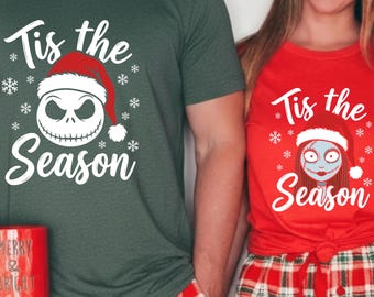 Jack Skellington and Sally Tis The Season Christmas Shirt, Nightmare Christmas Shirt, Disney Xmas Couple Tee, Christmas Sweatshirt