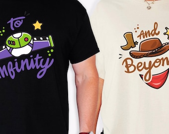 Comfort Colors® To Infinity And Beyond  Couple T-Shirt, Toy Story Buzz And Jessie Shirt, Couple Gift Shirt, Disney Toy Story Shirt