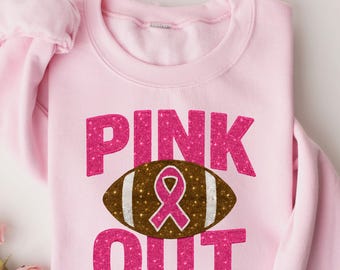 Pink Out Football Shirt, Breast Cancer Awareness Shirt, Cancer Pink Ribbon Shirt, Breast Cancer Warrior Shirt, Women Cancer Tee