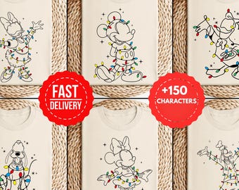 Mickey and Friends Christmas Shirt, Disney Christmas Lights T-Shirt,Custom All Disney Characters Shirt, Disneyland All Characters Xmas Shirt